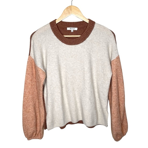 Madewell Payton Coziest Yarn Colorblock Pullover Sweater Alpaca Wool Medium - Picture 5 of 14
